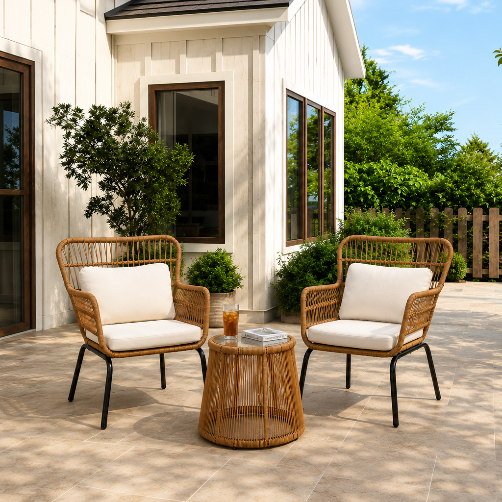 Delila Cushioned 2 Person Patio Conversation Set