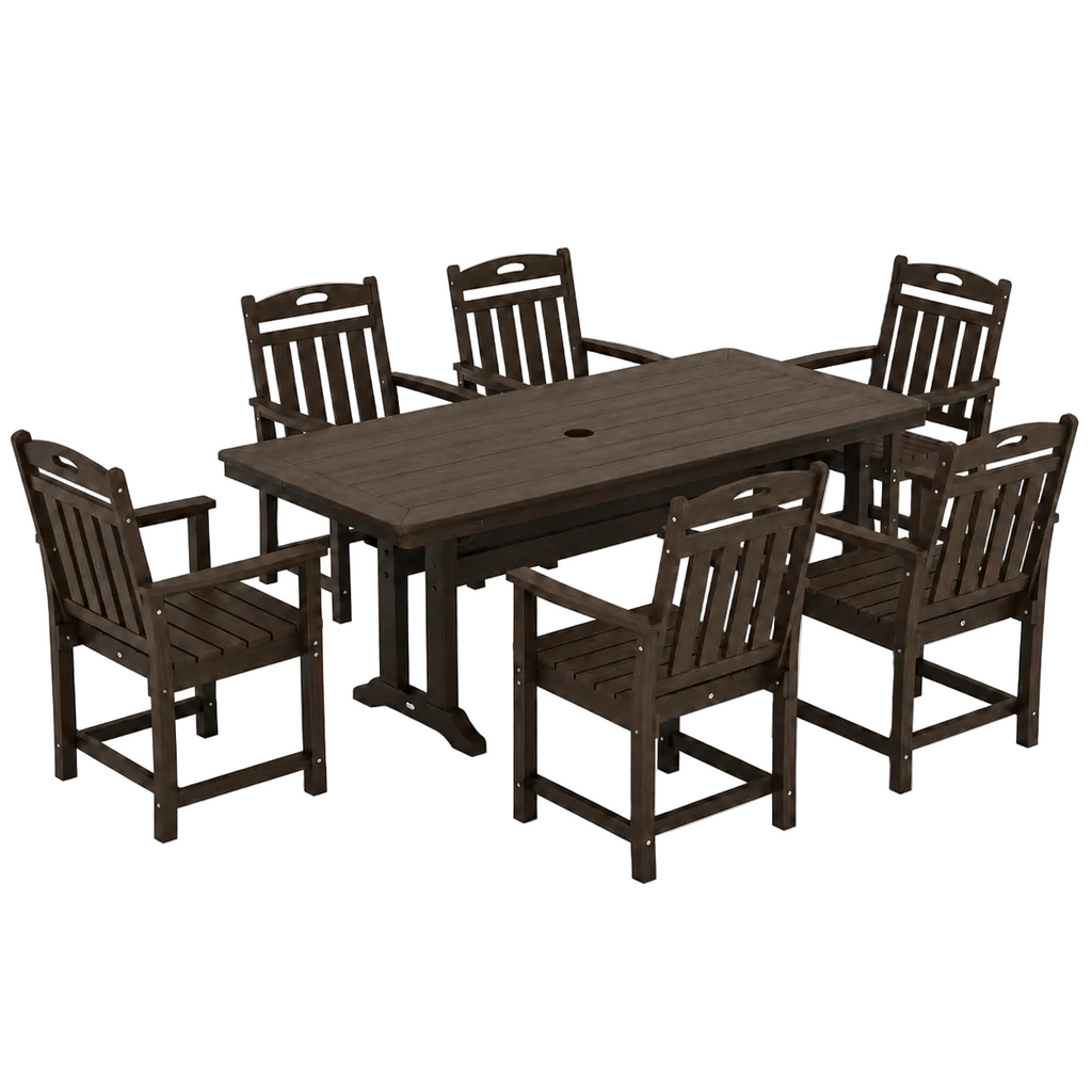 Vera Long Patio Dining Set With Umbrella Hole