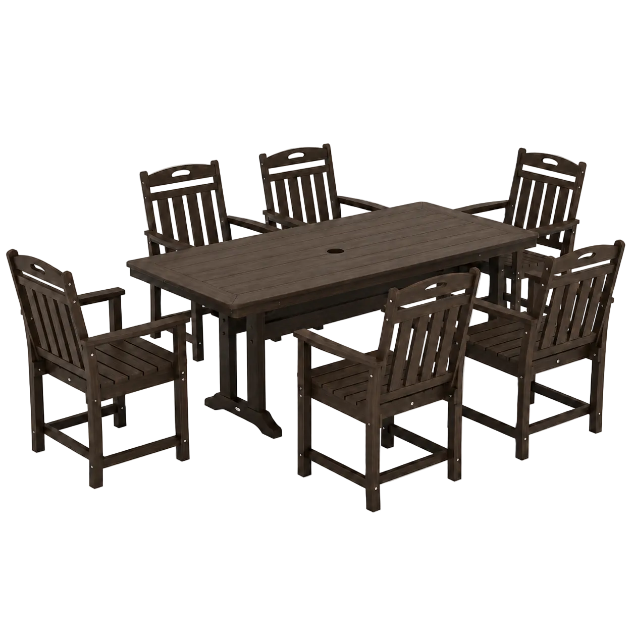 Vera Long Patio Dining Set With Umbrella Hole