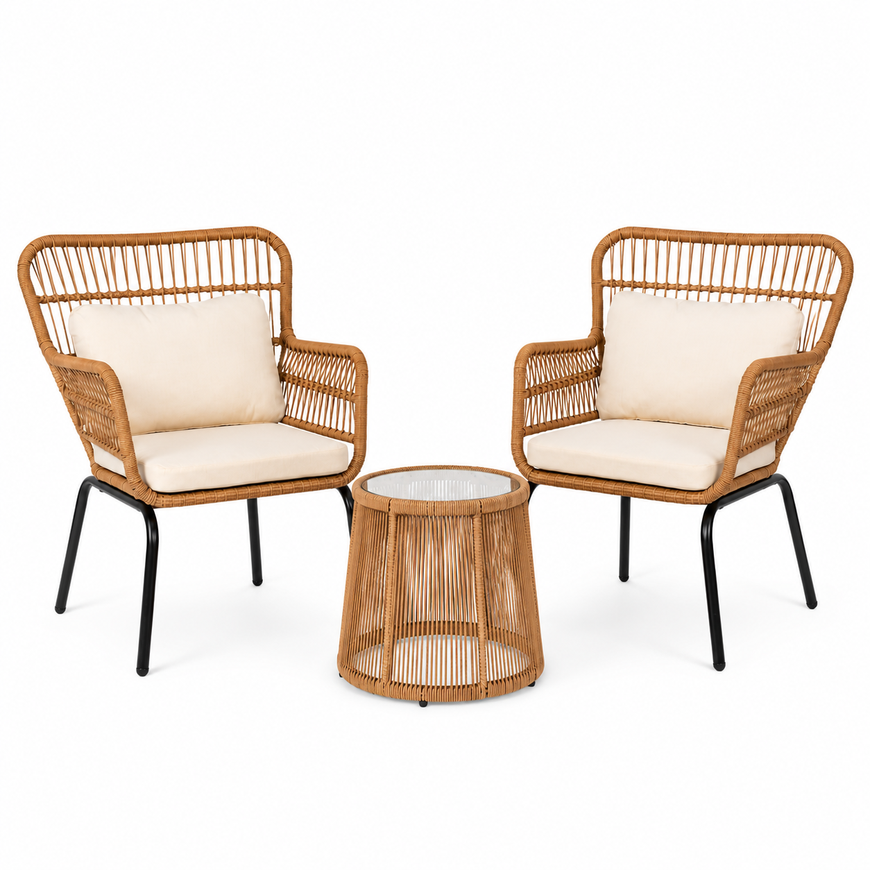 Delila Cushioned 2 Person Patio Conversation Set