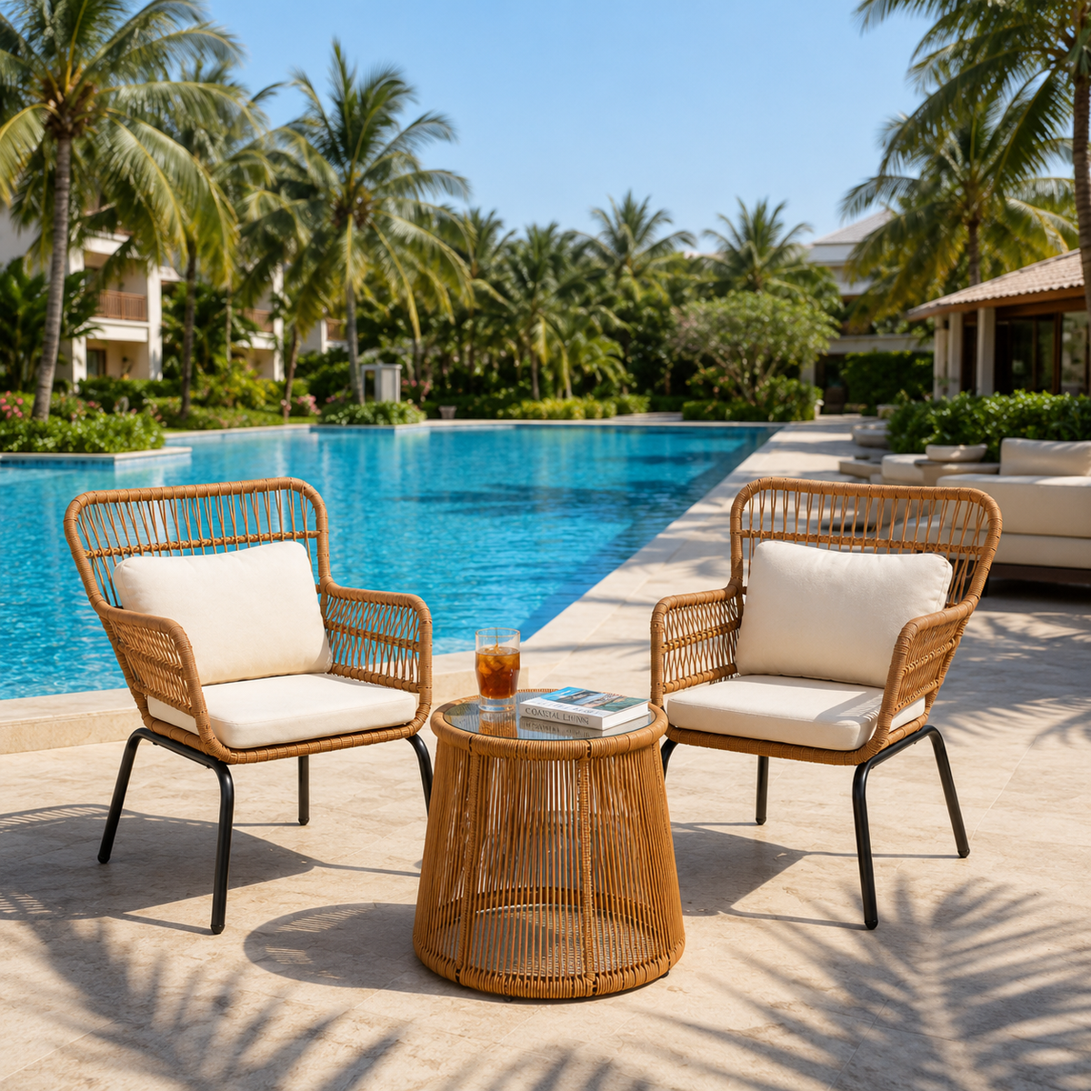 Delila Cushioned 2 Person Patio Conversation Set