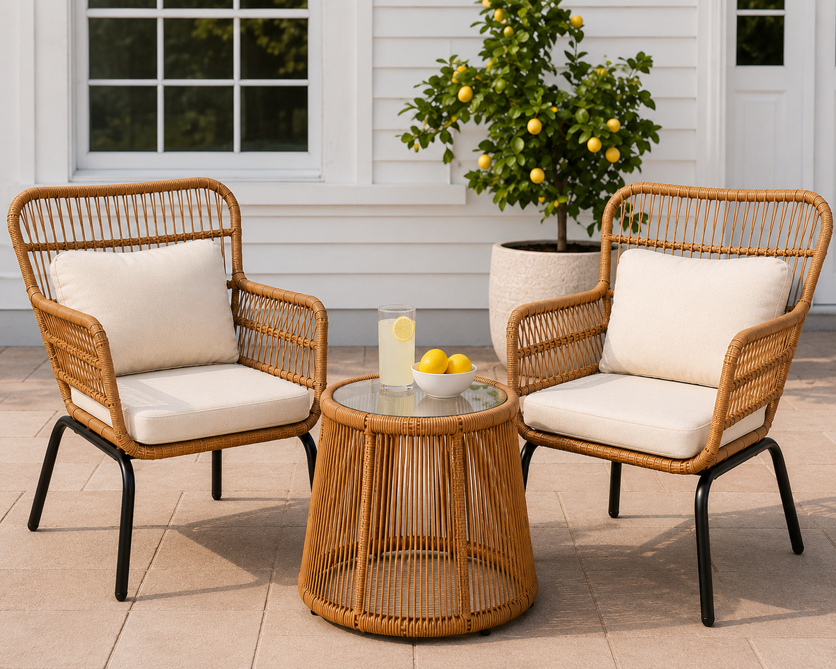 Delila Cushioned 2 Person Patio Conversation Set