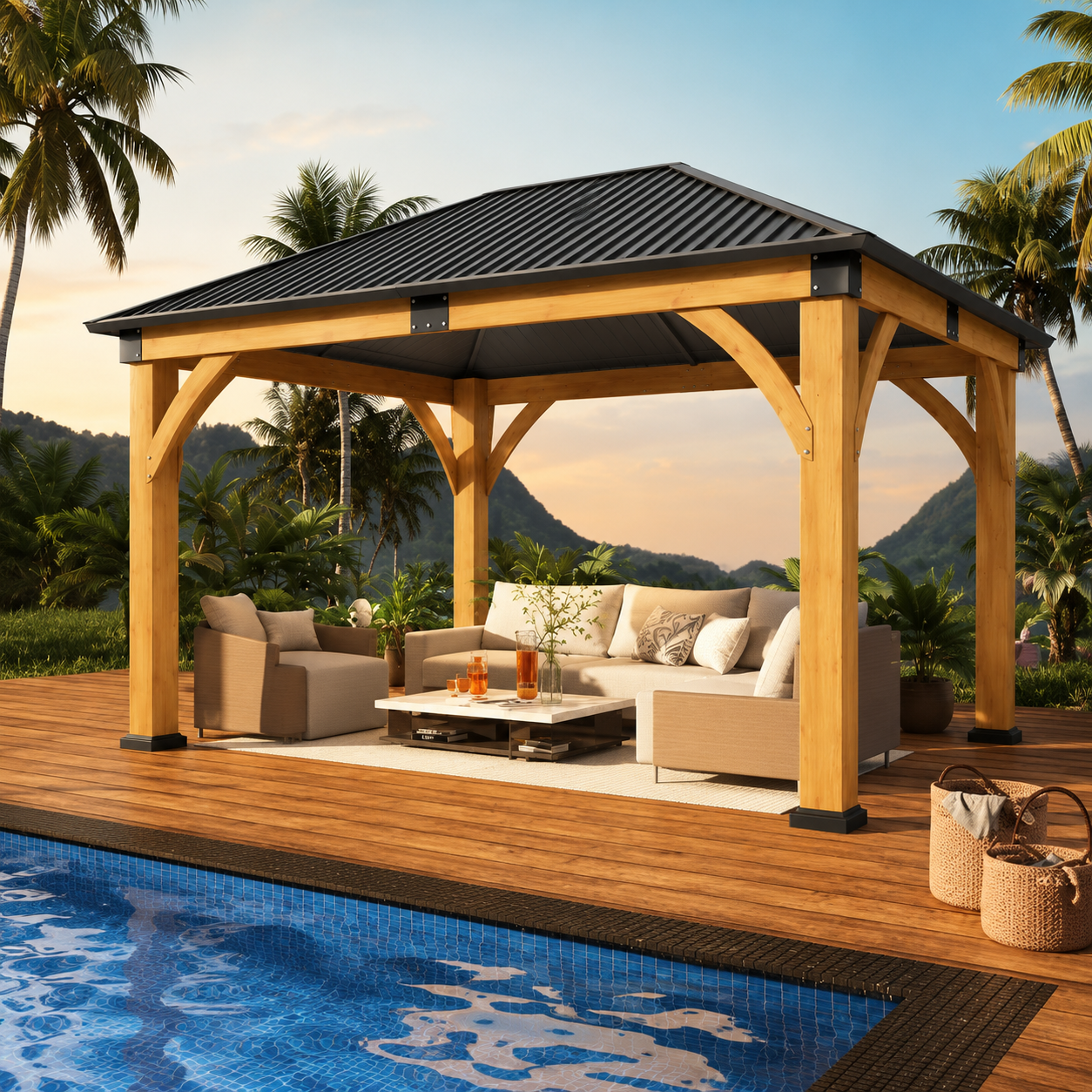 Ekko Outdoor Spruce Wood Gazebo